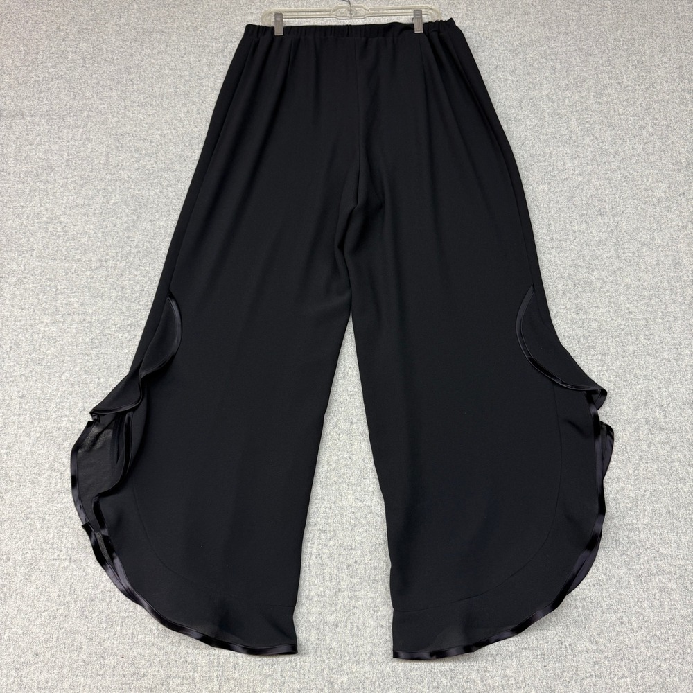 Unbranded Wide Leg Ruffle Hem Pants 18 Black Satin Trim Formal Evening Dressy
